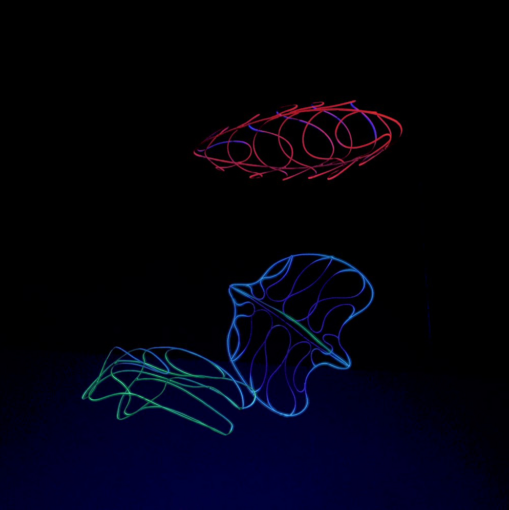 Scultura fluorescente Aerial Forms di Nino Alfieri