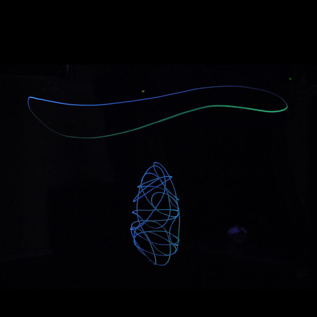 Scultura fluorescente Aerial Forms di Nino Alfieri